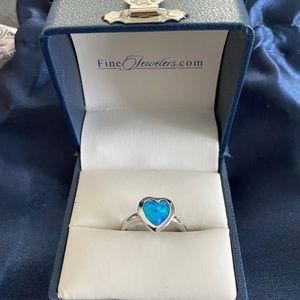Star K Heart Shape Blue Opal Solitaire Ring